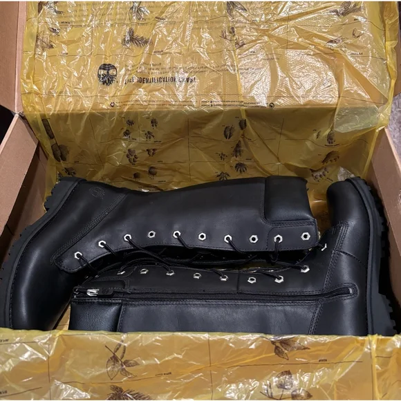 Women's Timberland Tall Boots Size 6.5 Black Leather Lace Up (youth 4.5) - Picture 8 of 8